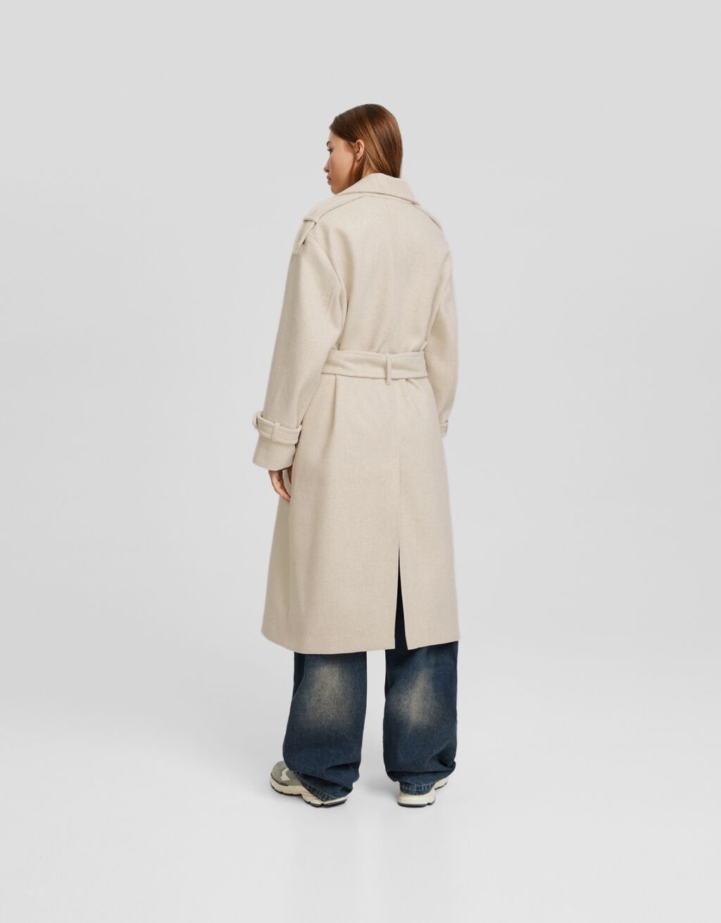Trench coat em mistura de lã