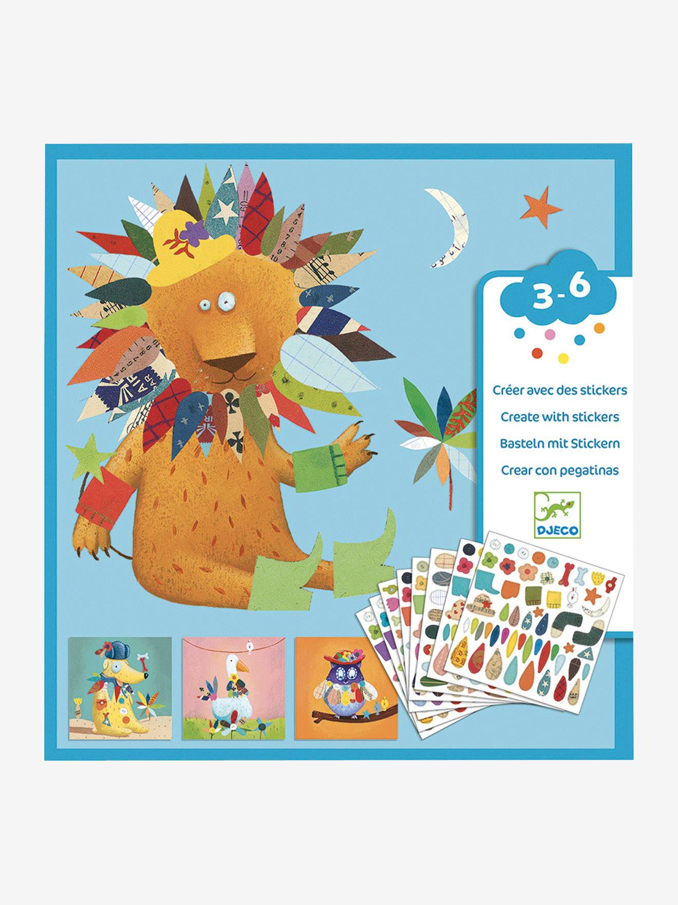 Crie com os adesivos de animais multicoloridos da DJECO.