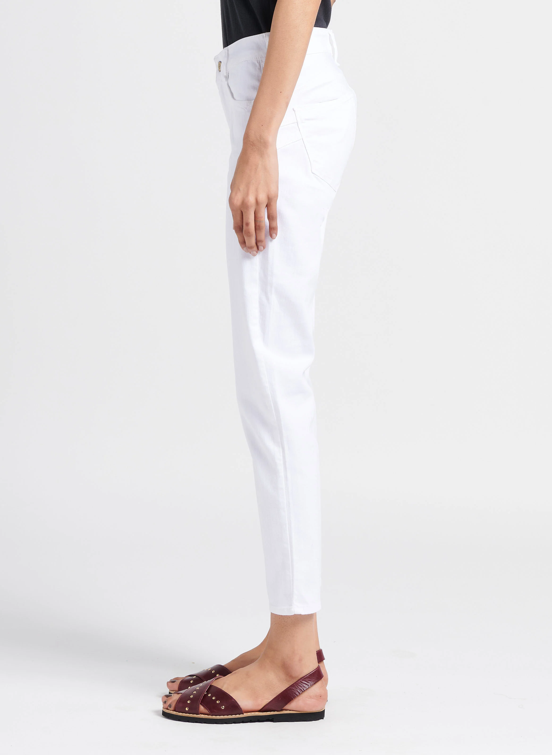 Jean slim taille haute en coton stretch | Blanc