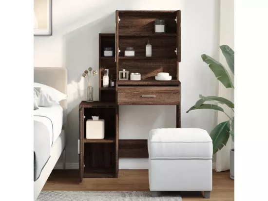 Coiffeuse avec armoire chêne marron 80x35x132 cm
