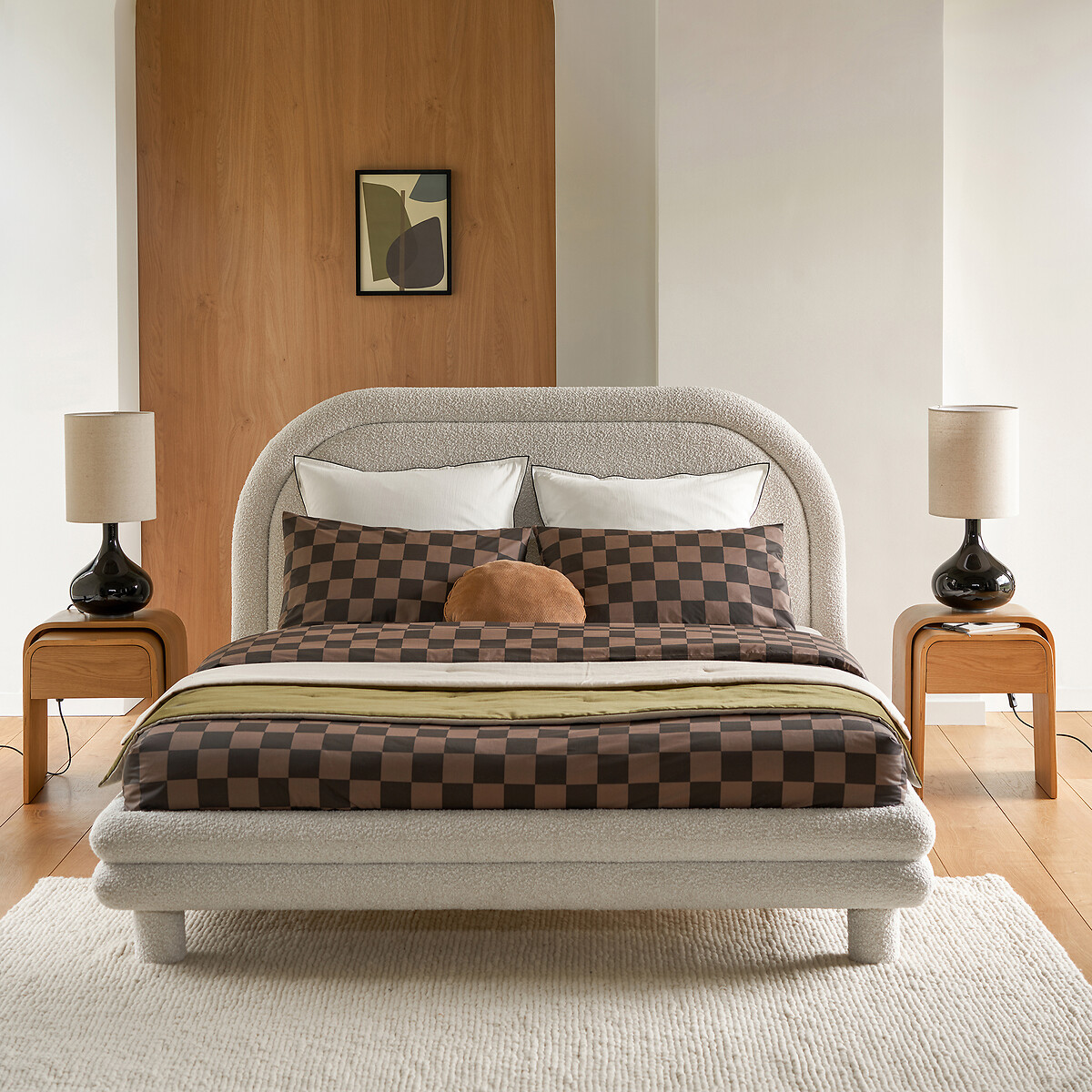 LA REDOUTE INTERIEURS<br>Cama com estrado de ripas, tecido bouclette, Mendosa