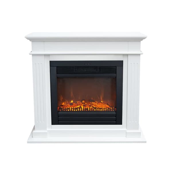 Elda ELU-MDW elektrisk komfyr - Hvit MDF peisramme - 1400 Watt varme - fjernkontroll