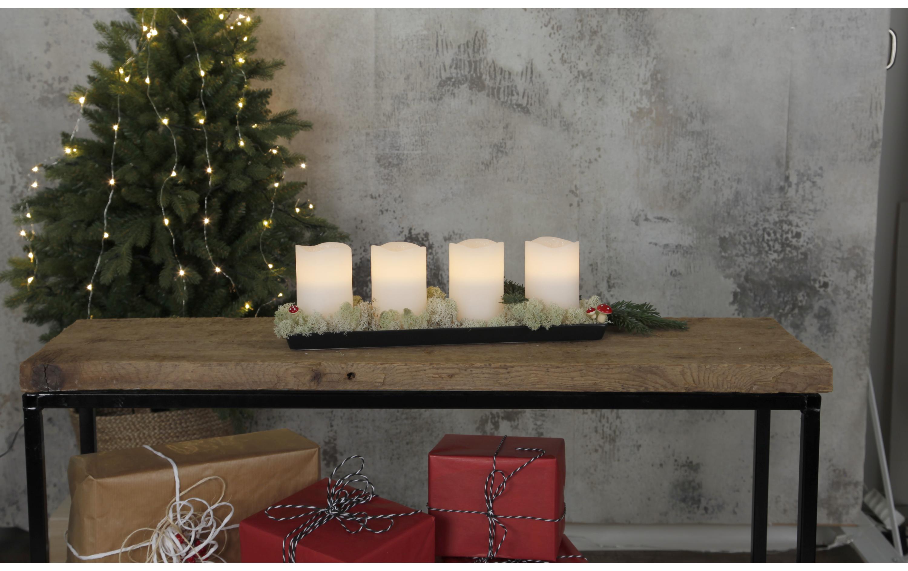 LED-Kerzen Set Pillar May Ø 7.5 x 12.5 cm, Weiss, 4 StkKerzen aus Echtwachs mit LED Leuchte
