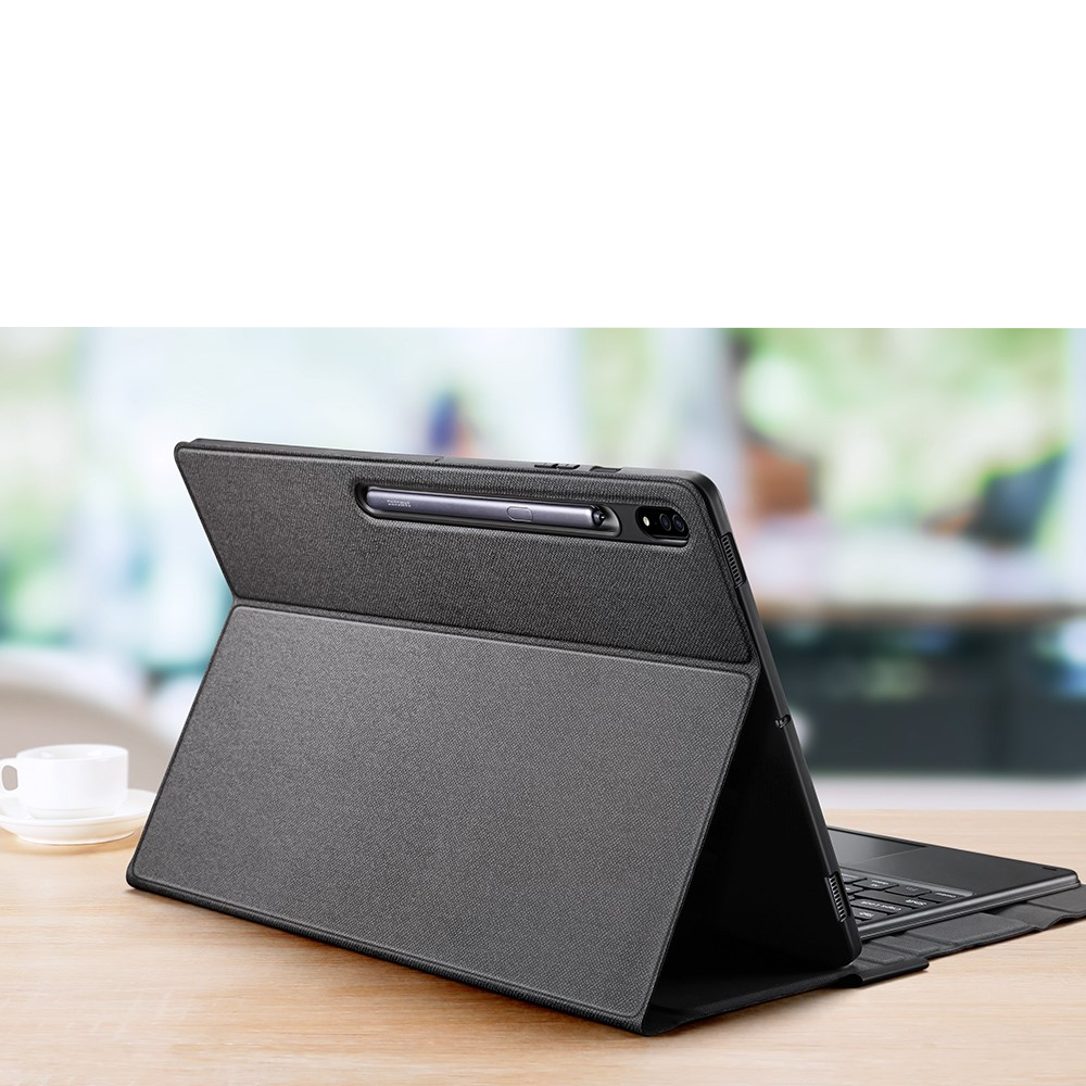 2in1 Samsung Galaxy Tab S8 Ultra Leder Schutz Tasche Smart Cover Magnetische Bluetooth Tastatur - Schwarz