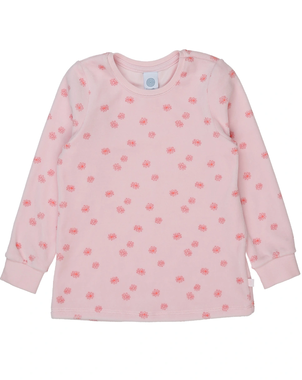 Nicki-Schlafanzug lang BLÜMCHEN in rosa