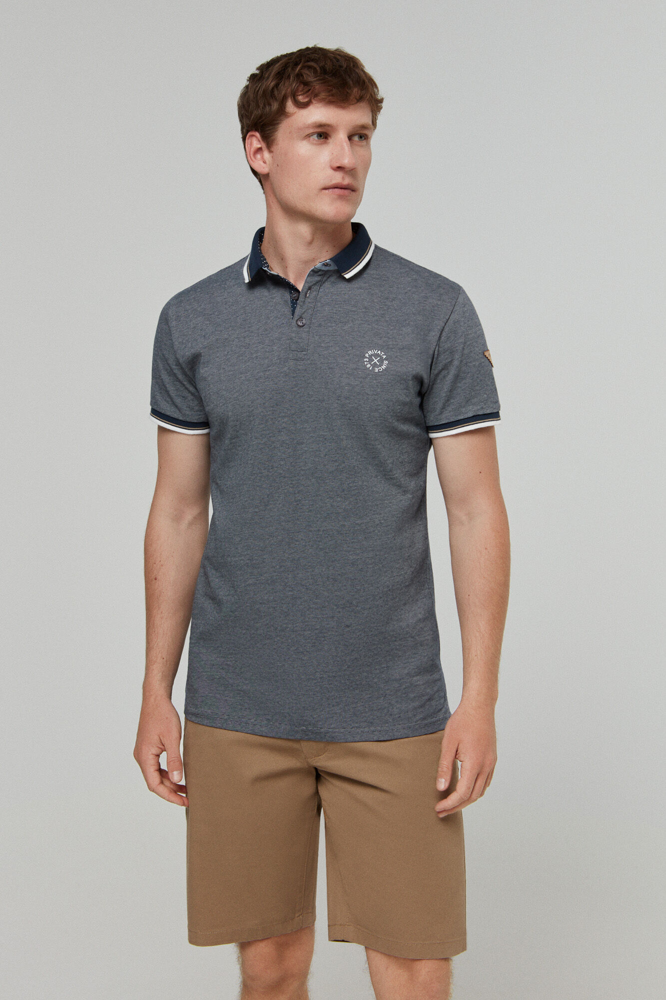Polo microlistado all overprint privado - Azul
