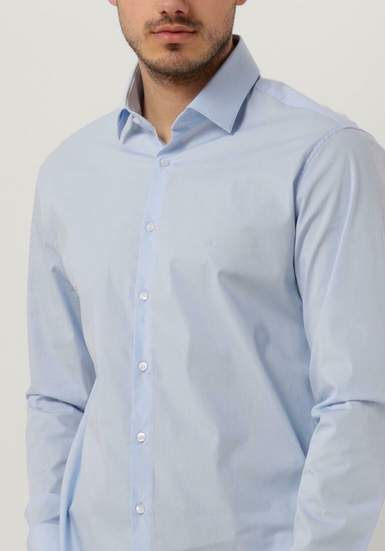 CALVIN KLEIN lichtblauwe calvin klein klassiek overhemd poplin stretch slim shirt