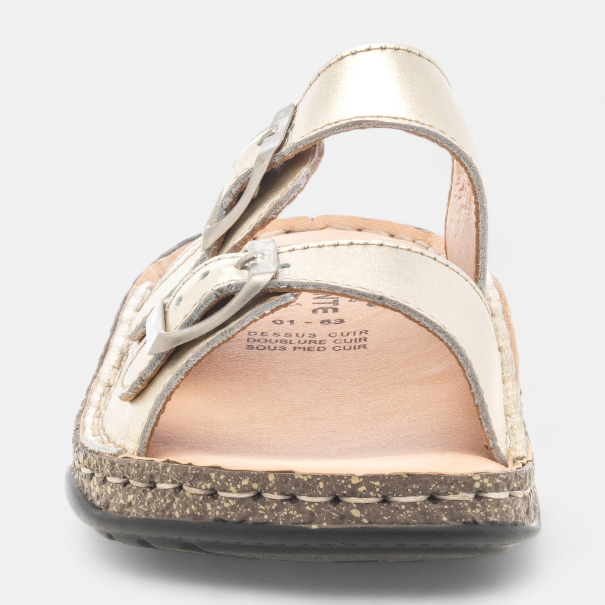 Nu-pieds confort Femme en cuir or