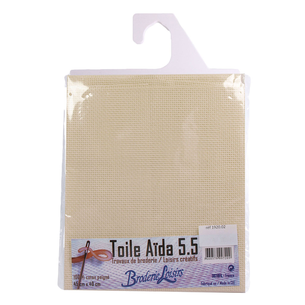 Toile aïda 5.5 coton peigné écru 45x40cm