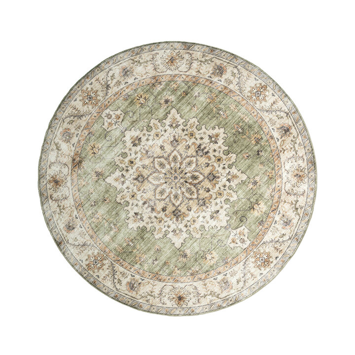Rond vintage buitenkleed - Santo Medaillon Groen