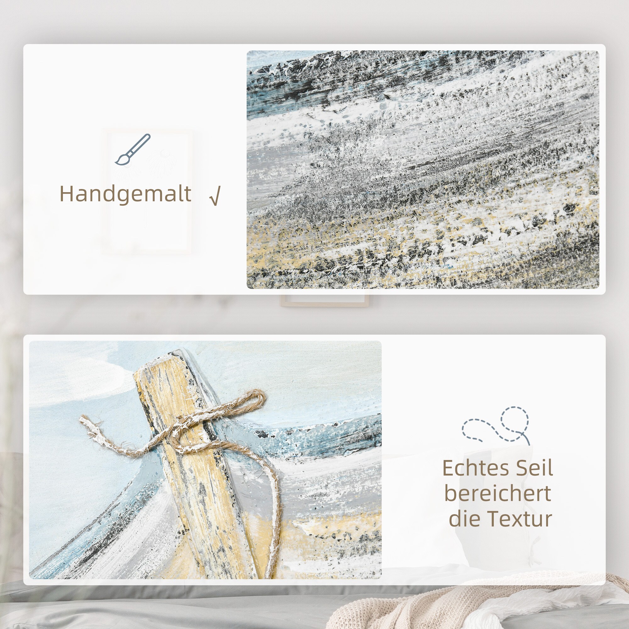HOMCOM Wandbild mit Kieferholzrahmen bunt 80L x 80B x 2,8H cm