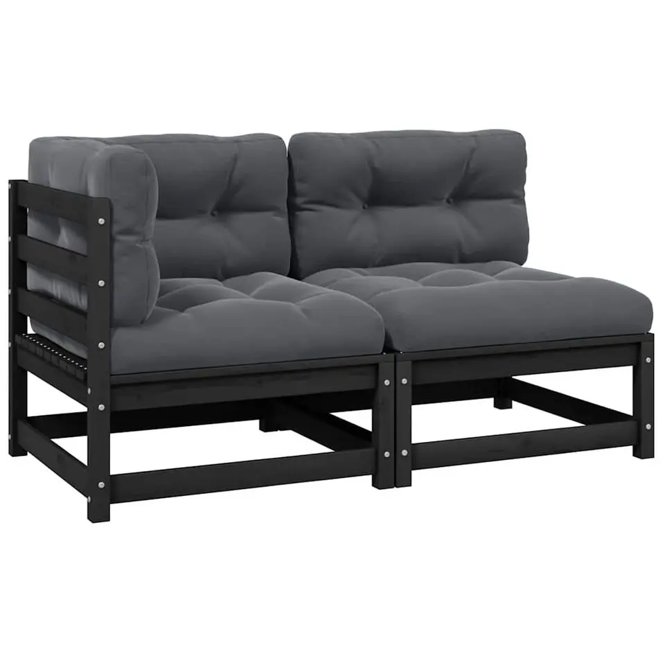 vidaXL - Loungeset - Zwart - Grenenhout