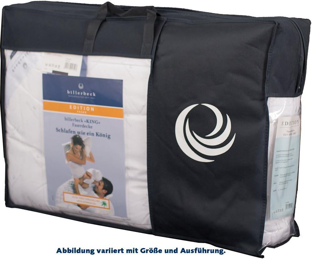 Billerbeck 5104690001 Faserdecke E21 King UNO Medium - Ganzjahresdecke 135 x 200 cm,Weiß & E22 Wash Star Faserkissen 040 x 080 cm