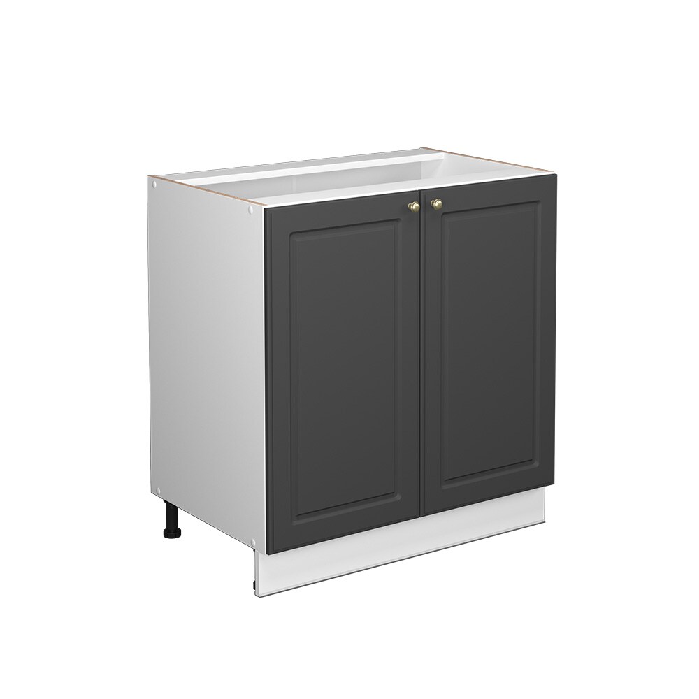 Vicco Unterschrank Küchenschrank Küchenmöbel Fame-Line Weiß Anthrazit-Gold Landhaus 80 cm Küche Einbauküche Drehtür Einlegeboden Blende Küchenzeile