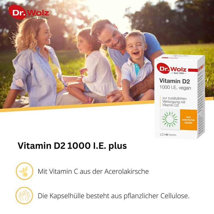 Vitamin D2 1000 I.E. vegan Kapseln, 60 St