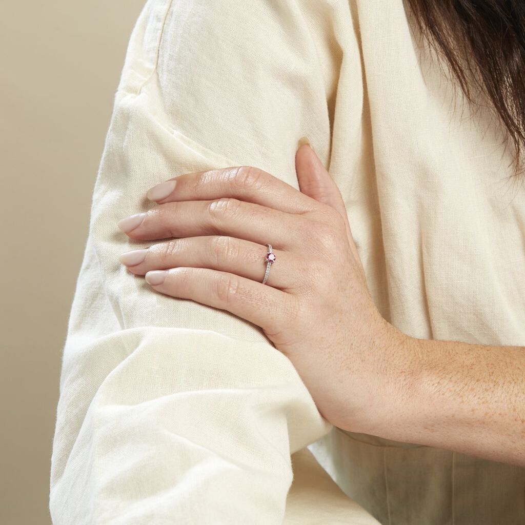 Bague Nagib Or Blanc Topaze Rose Oxyde De Zirconium
