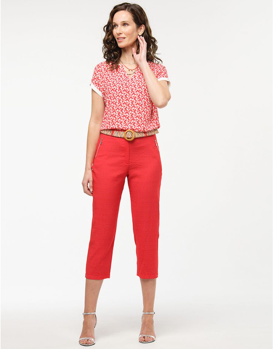 Blouse rouge imprimé 60s