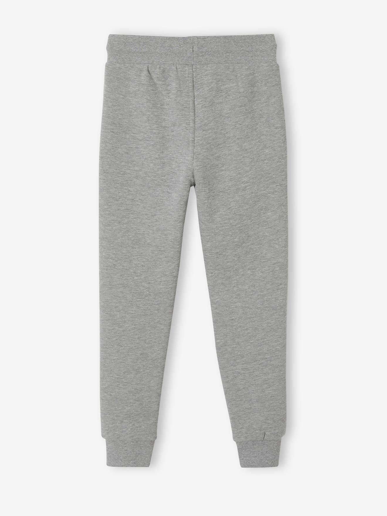 Calça de moletom estilo jogging, preta mesclada escura para menino