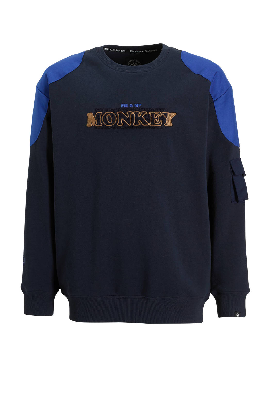 Me & My Monkey sweater Riggy met printopdruk blauw