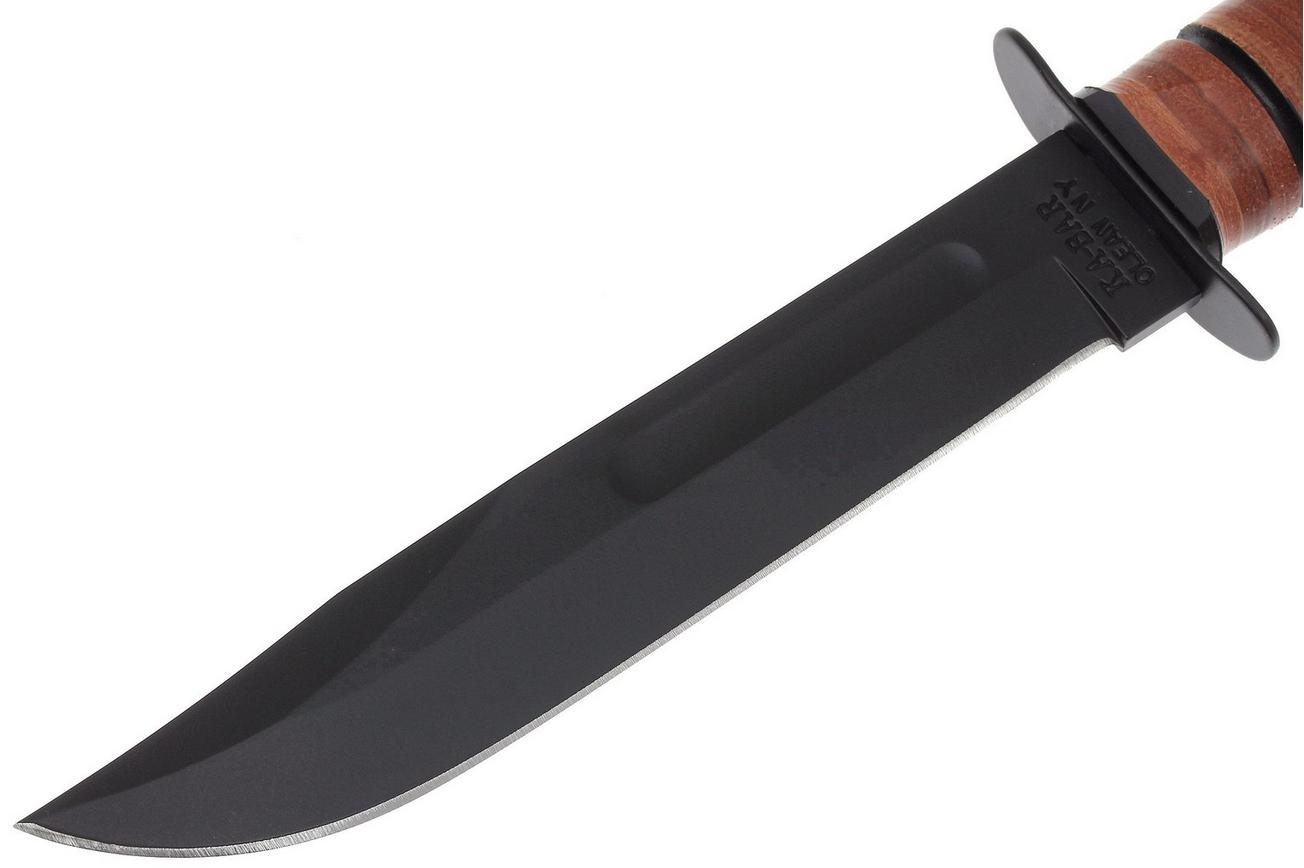 KA-BAR USMC 5017 plain edge, leer, kunststof foedraal