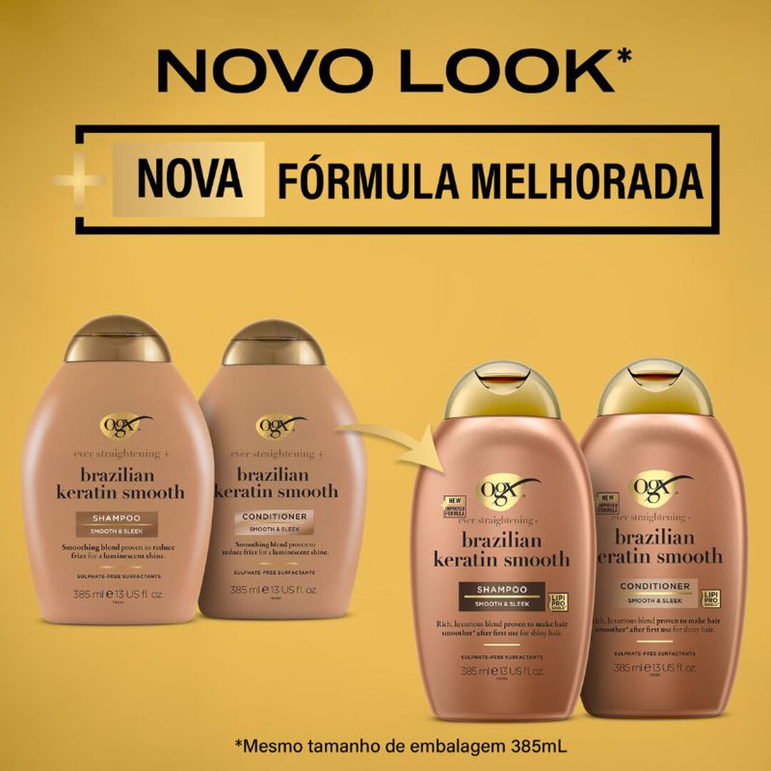 OGX Brazilian Keratin Smooth Condicionador Suavizante Queratina Brasileira - 385ml
