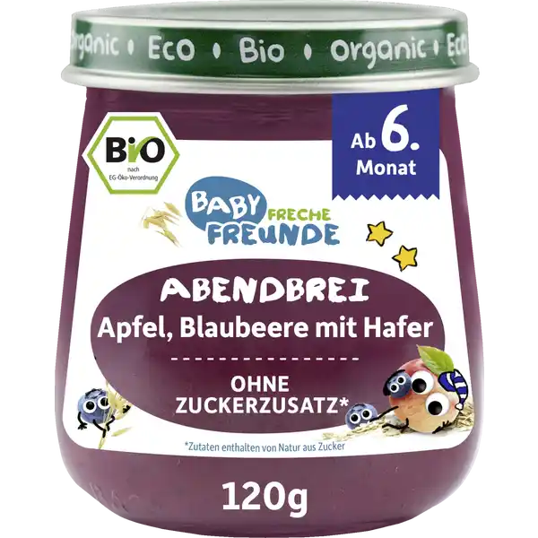 Bio Baby Abendbrei Apfel, Blaubeere mit Hafer