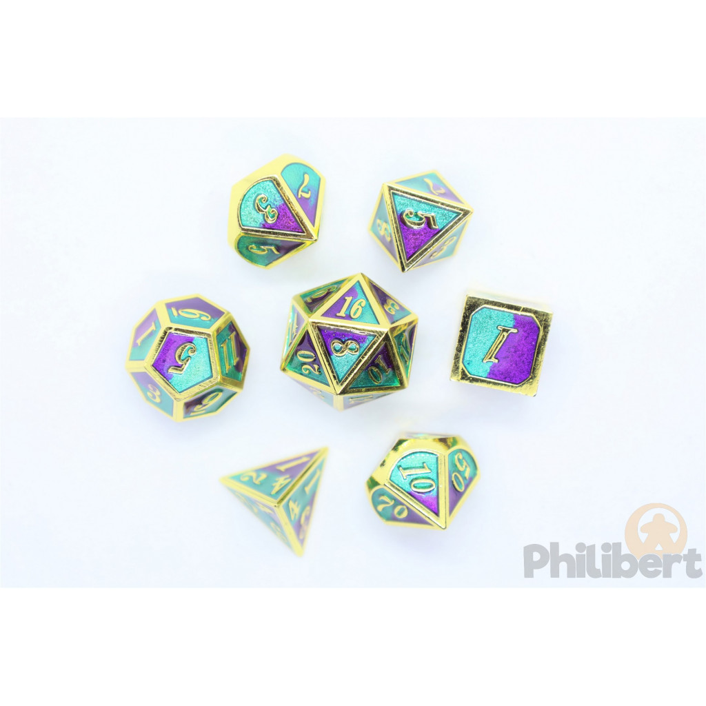 Set de 7 Dés JDR métalliques - Jester