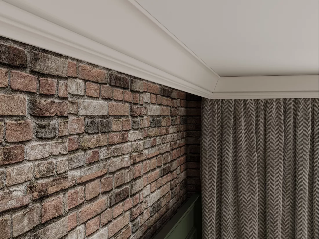 Lot de 3 corniches plafond en polystyrène L290 x l1.1 x H5 cm blanc - ETIRIA