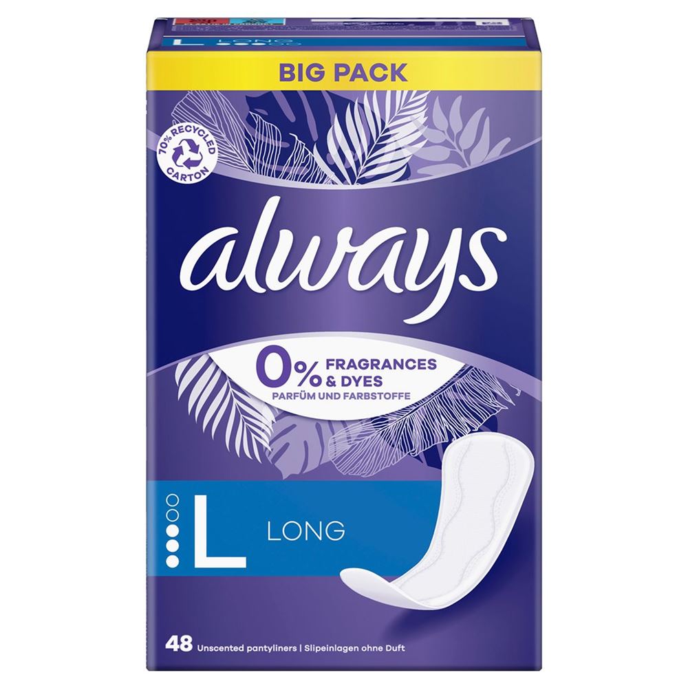 Always Slipeinlage Daily Protect Long 0% Duft- & Farbstoffe BigPack 48 Stk