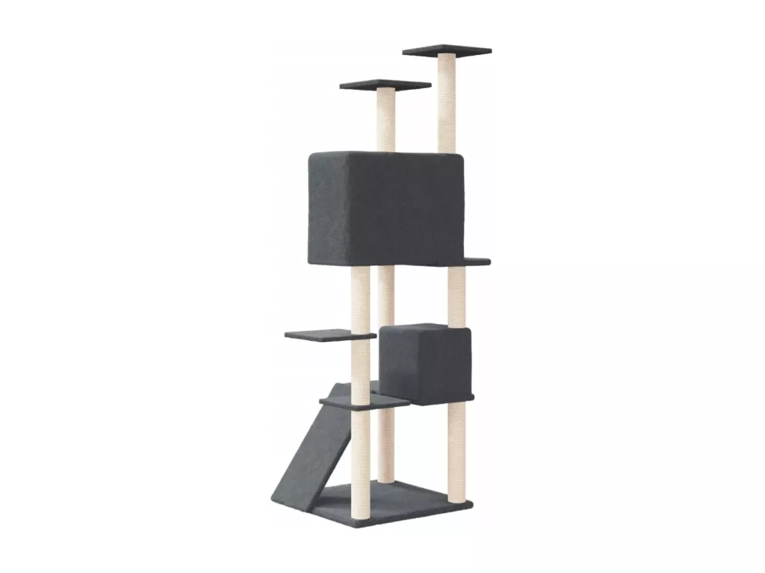 Arbre à chat avec griffoirs en sisal Gris foncé 153 cm