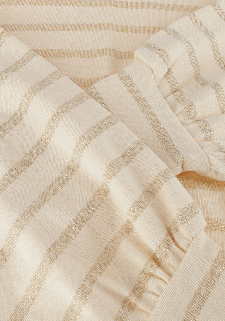 SUMMUM gebroken wit summum trui balloon sleeve top glitter stripe heavy jersey