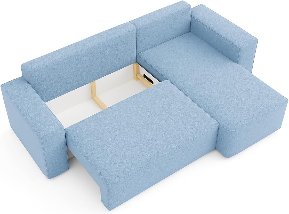 Ecksofa Milo mit Schlaffunktion und Bettkasten 200x138 cm Komfort, Eleganz & Funktionalität (Monte 71 - blau)