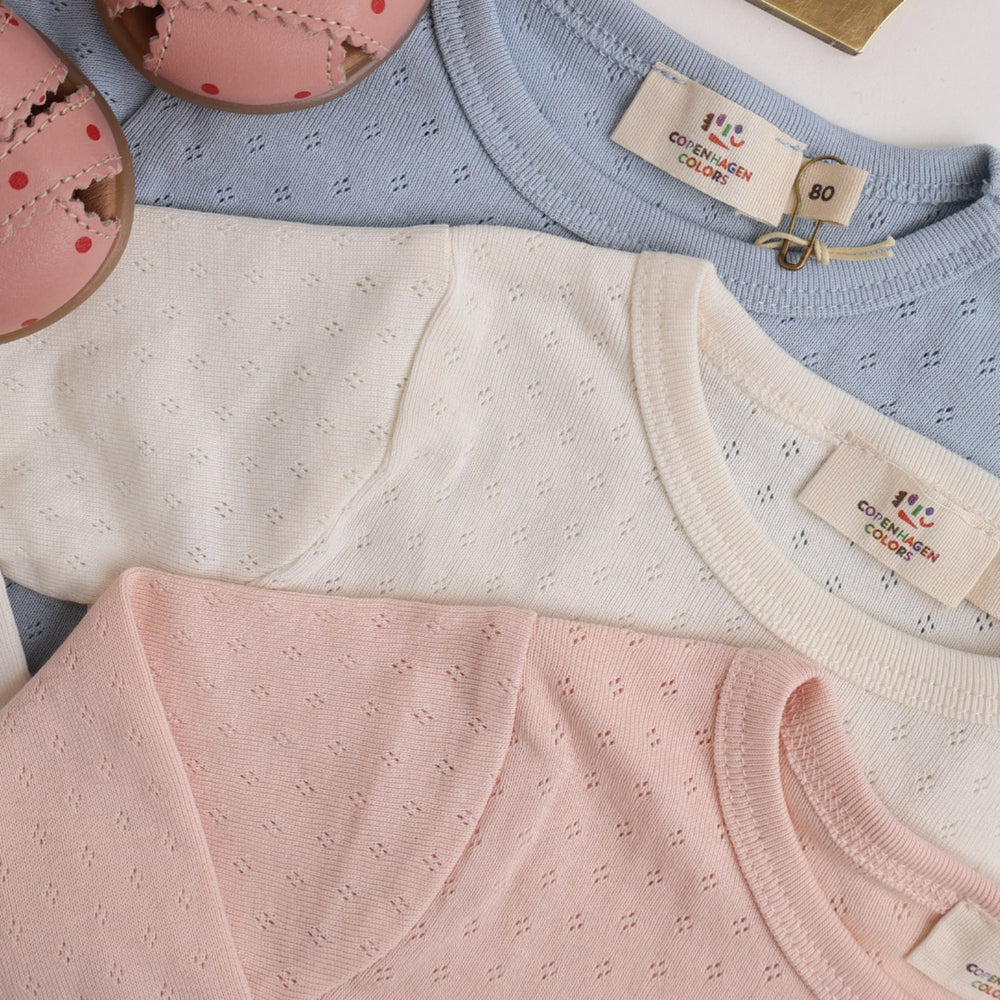 Køb COPENHAGEN COLORS Cream Summer Pointelle Ls Bluse
