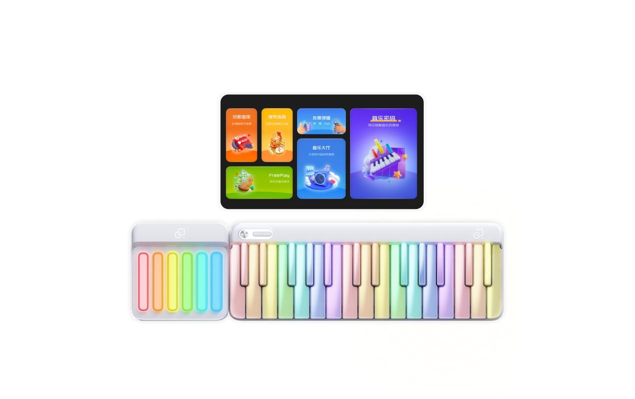 Keyboard PopuPiano 1 Set Weiss<br>Smart Keyboard mit Akkordpad und Lautsprecher