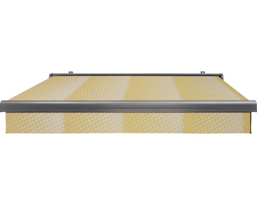 SOLUNA semi-cassette zonnescherm Comfort 2,5x2, doekdesign J201, frame DB703 donkergrijs, aandrijving rechts inclusief slinger