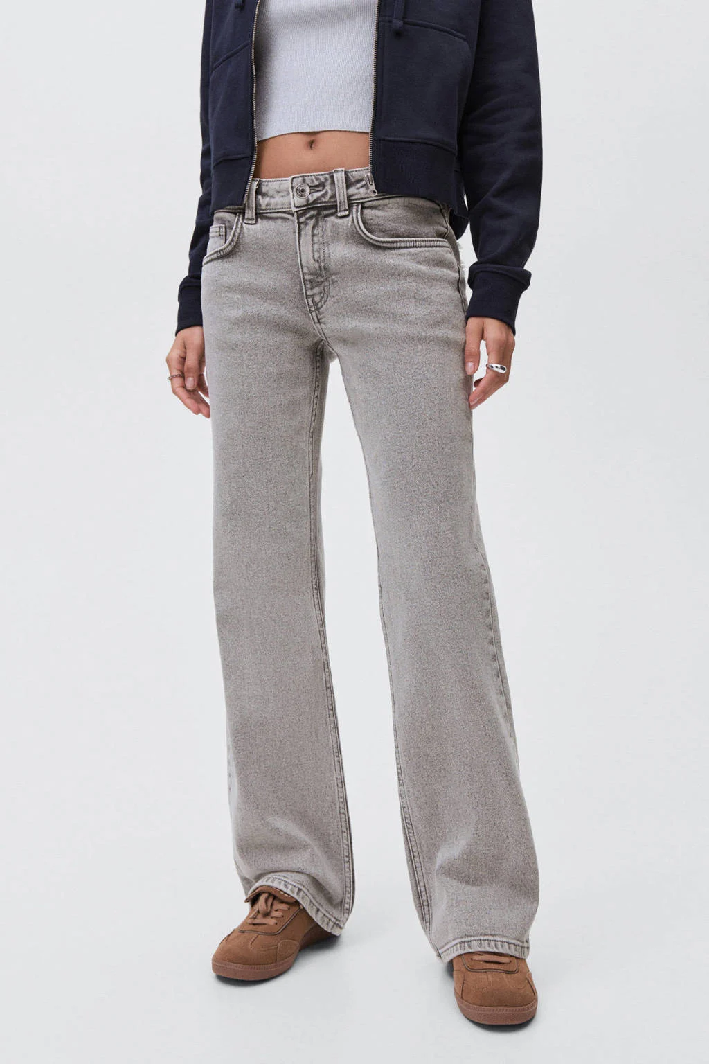 MANGO TEEN low waist straight leg jeans grey denim