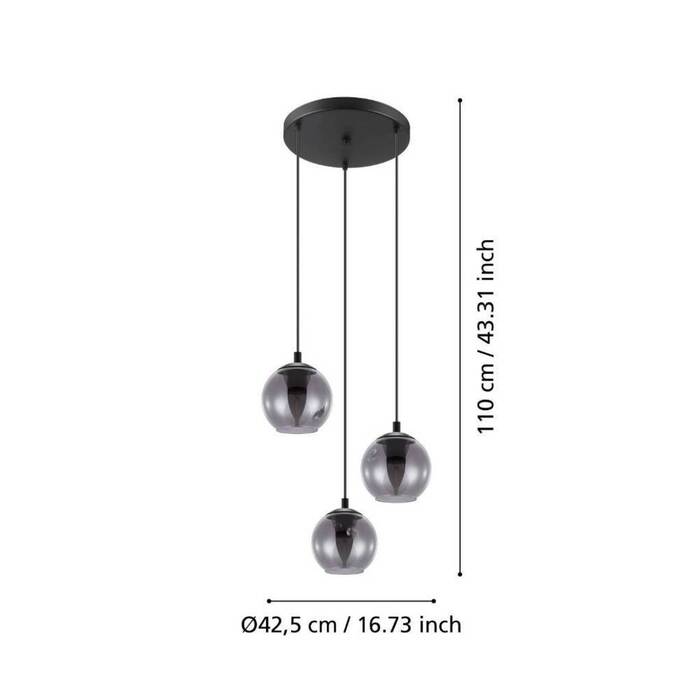 Eglo Ariscani klyngependel sort 3 lamper