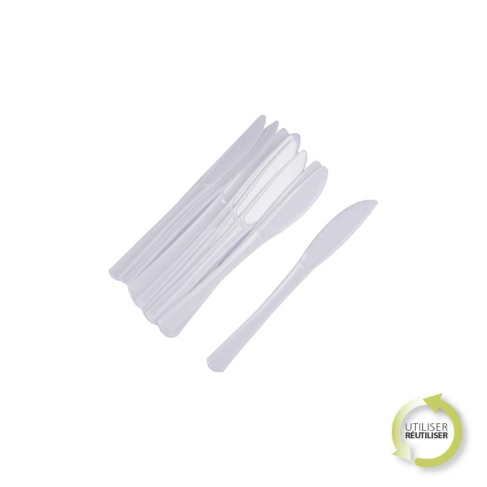 SET 12 COUTEAUX REUTILISABLES BLANC H.20CM