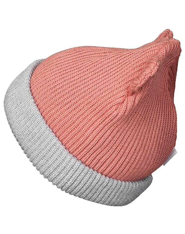 Strick-Mütze FUCHSOHREN in dusty rose/hellgrau