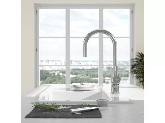 Robinet cuisine VILLEROY ET BOCH Umbrella flex acier massif poli + nettoyant