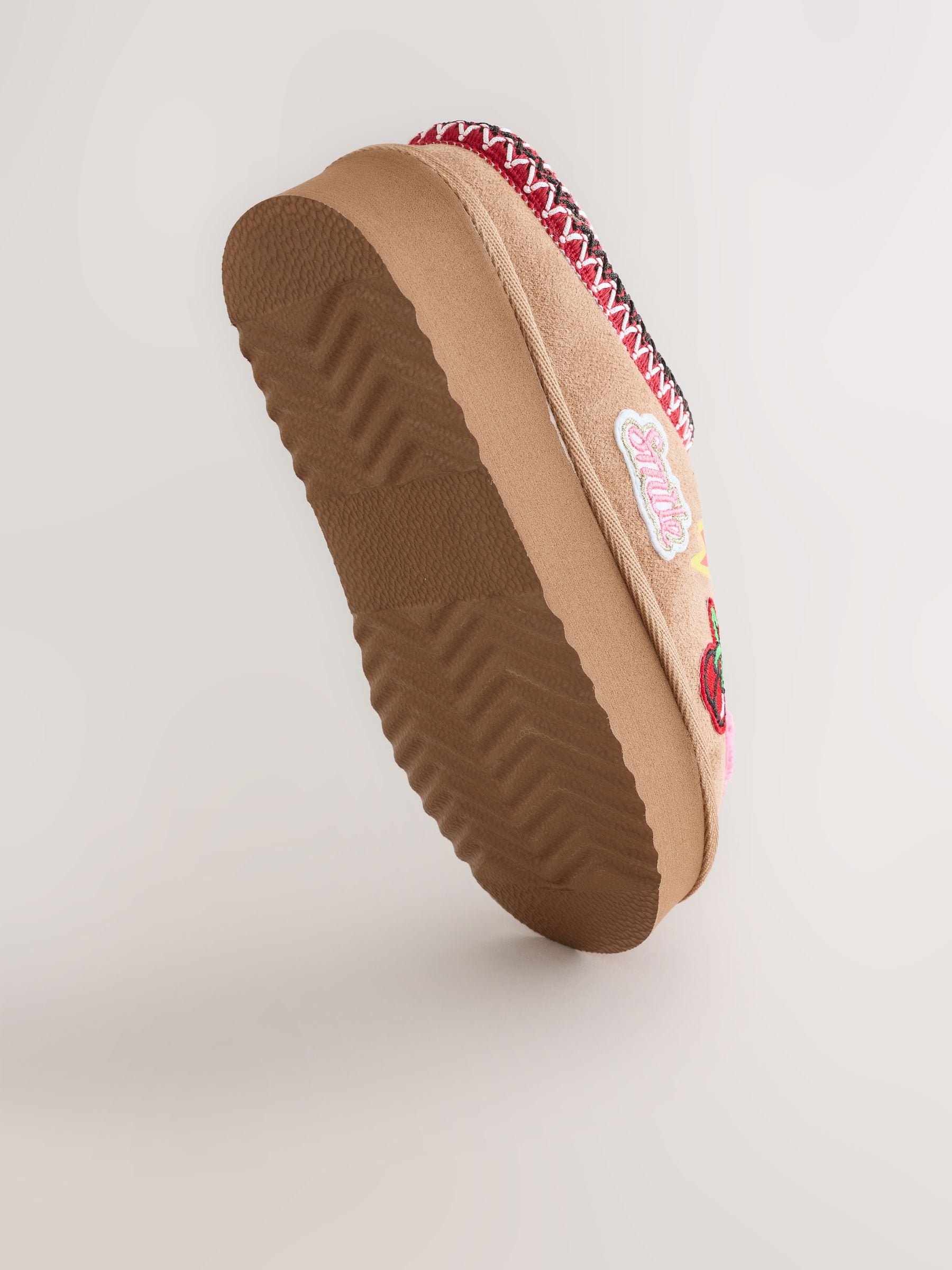 Lichtbruin met badge - Lage schoenen Shoot fleece gevoerde pantoffels