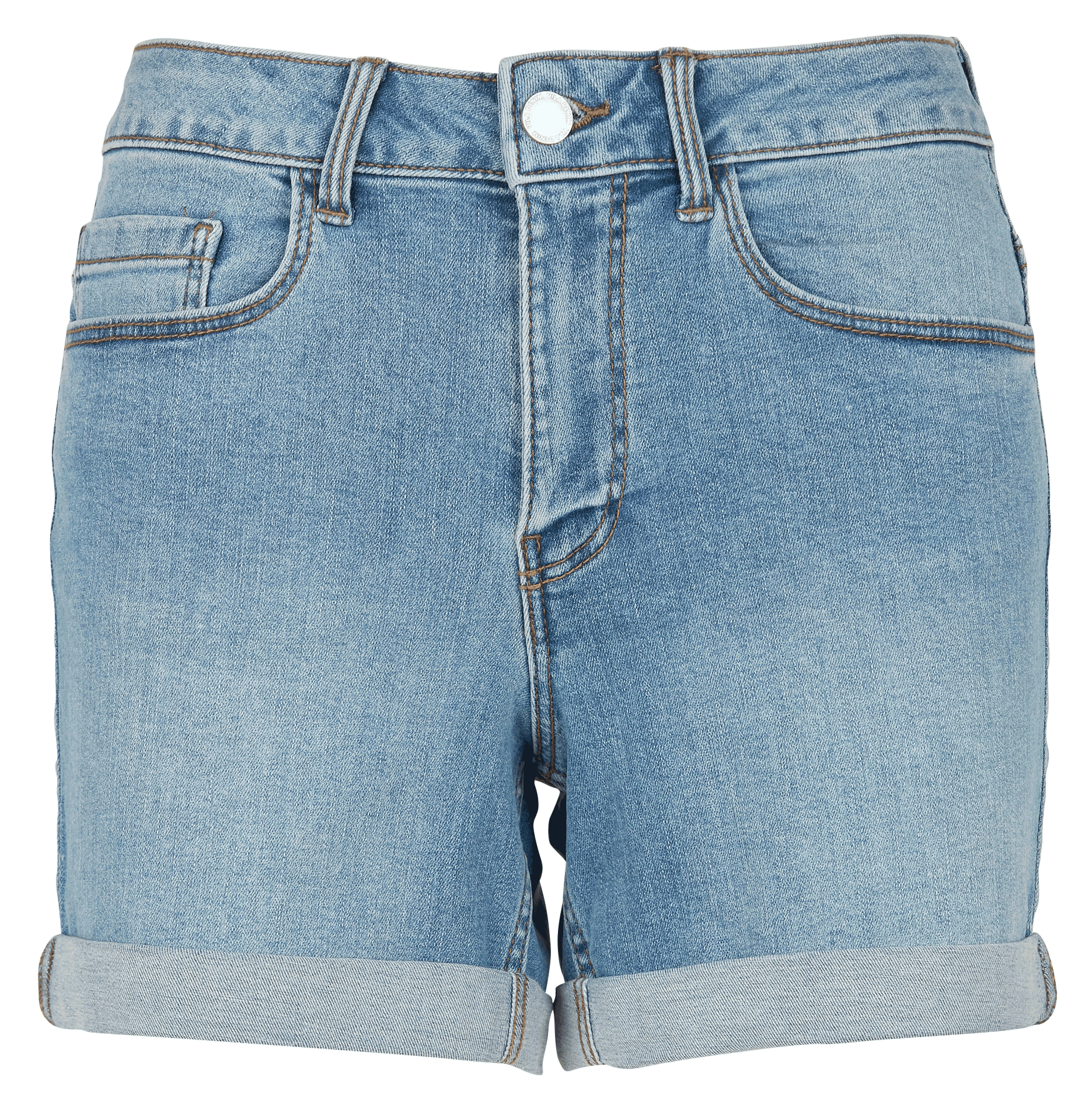 Short en jean délavé en coton stretch| Bleu