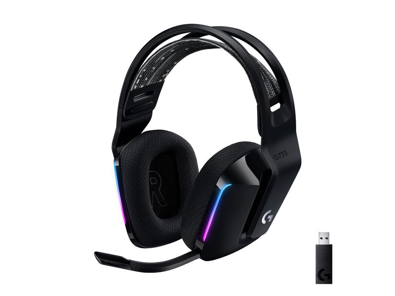 Logitech Headset G733 Lightspeed Schwarz Wireless-Gaming-Headset mit DTS 7.1 Surround-Sound und RGB Beleuchtung