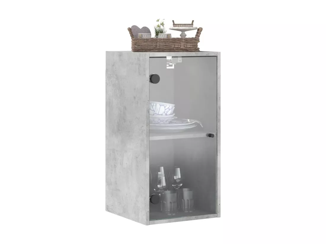 Armoire murale avec portes en verre gris béton 35x37x68,5 cm