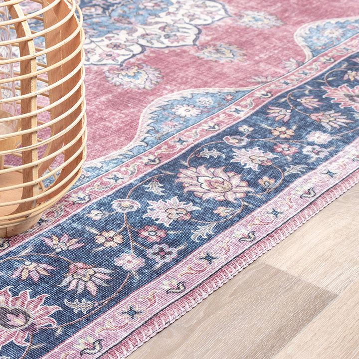 Vintage vloerkleed - Lily Medaillon Rood/Roze | Fleurig