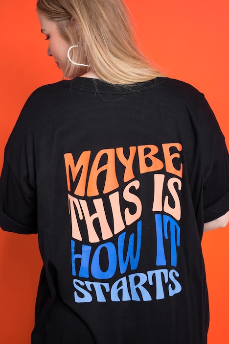 Oversize-Shirt, Rückenprint, Rundhals, Halbarm