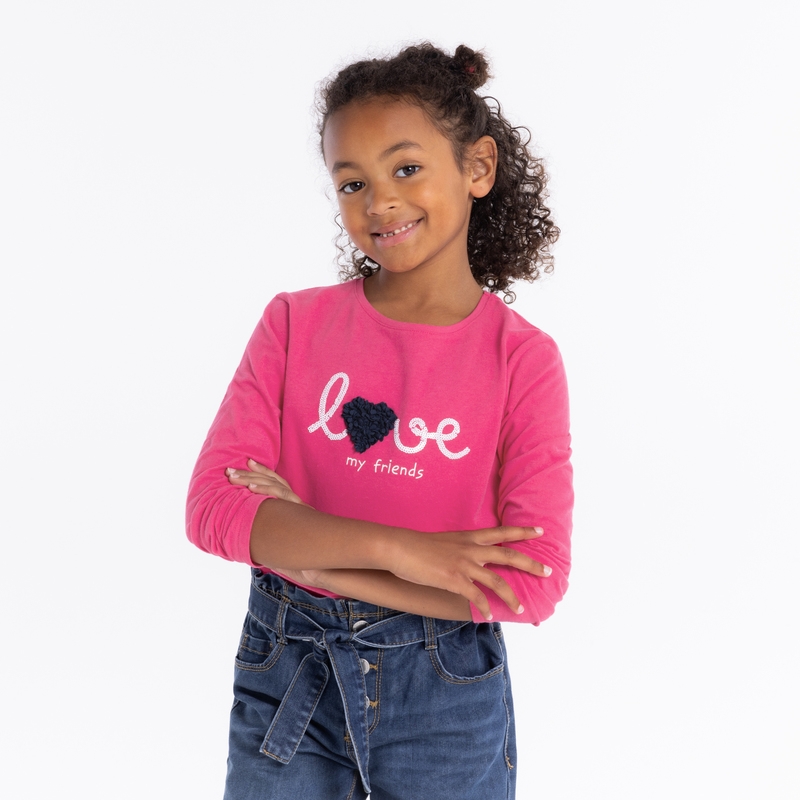T-shirt à message love rose fille