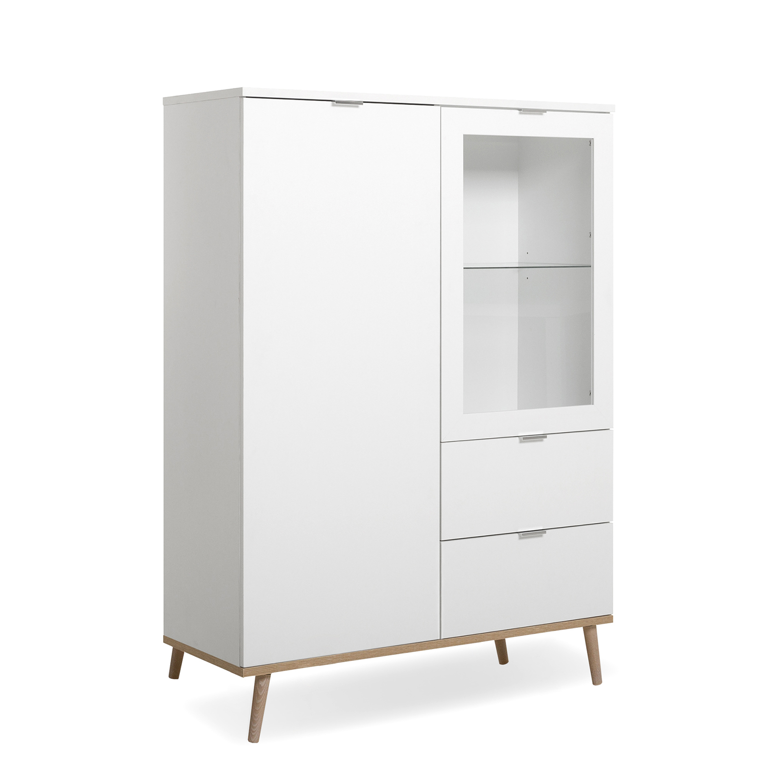 Highboardvitrine GÖTEBORG - weiß-Sonoma Eiche - 100 cm breit
