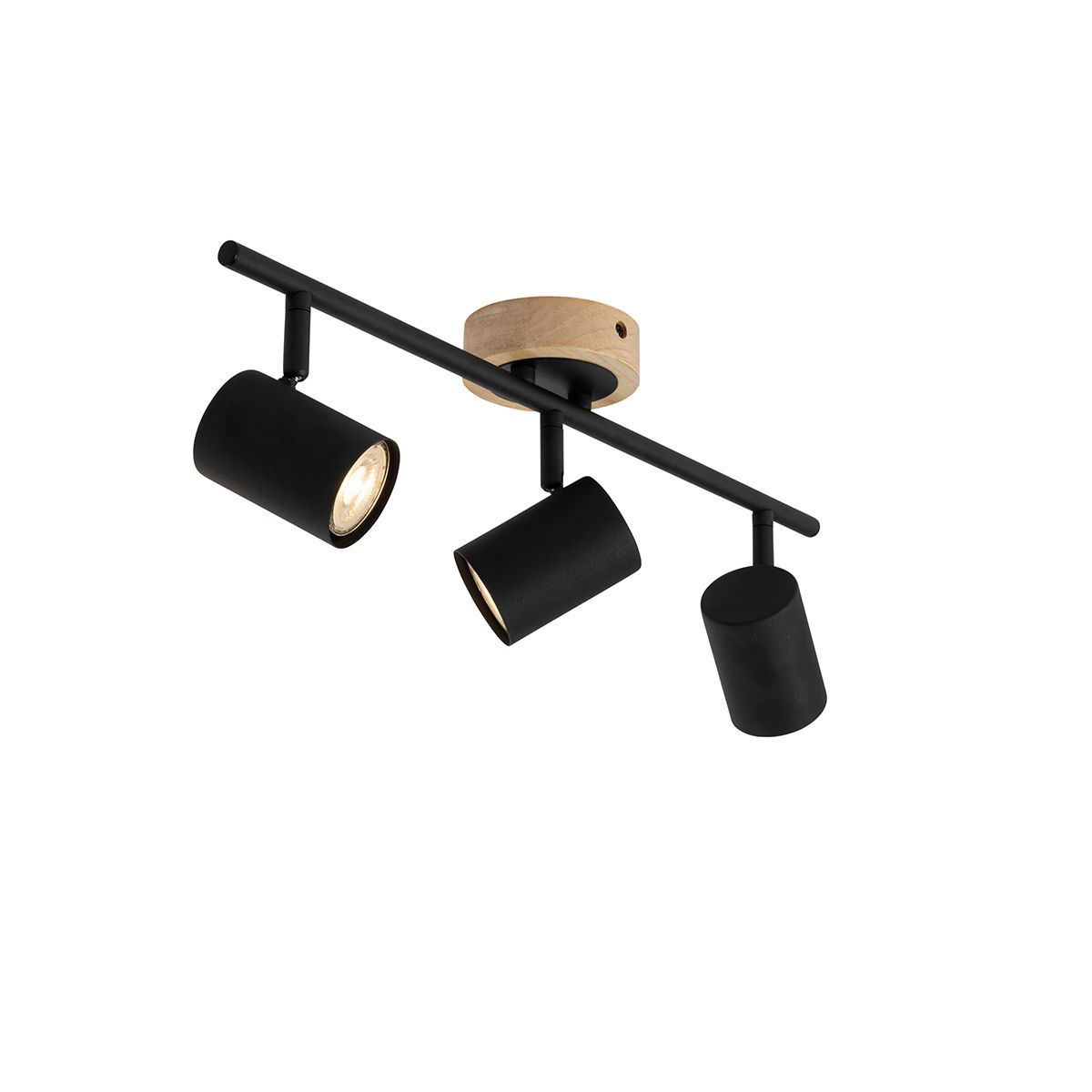 Moderne spot zwart met hout kantelbaar 3-lichts - Jeana