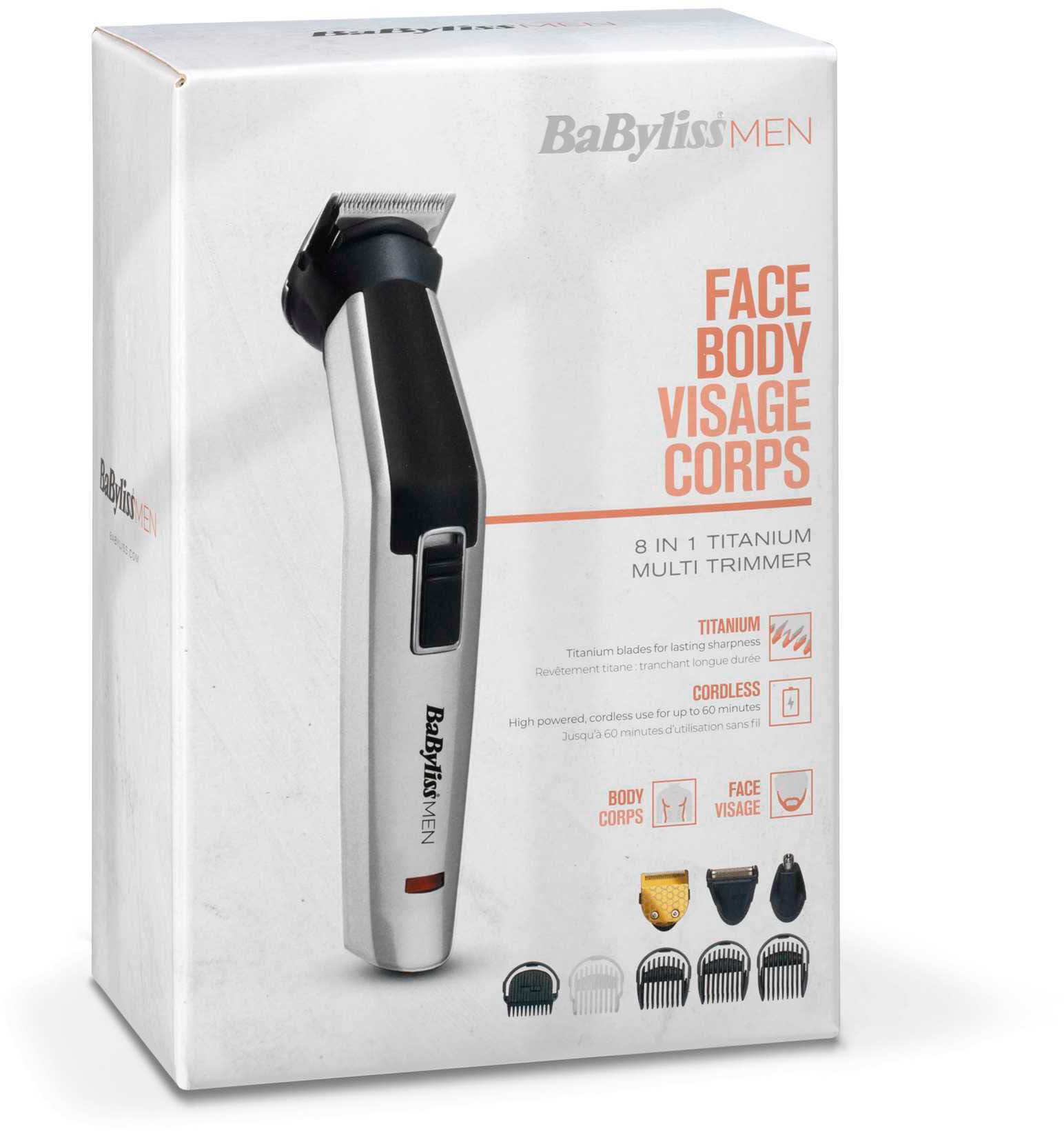 BaByliss Multifunktionstrimmer »MT726E MEN« 8 Aufsätze 8in1 Titanium Multigrooming Set für Gesicht&Körper
